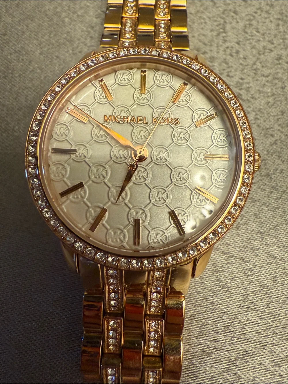 Michael Kors Rose Gold Tone Crystal Bezel Bracelet Watch